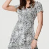 Animal Print Frilled Short Dress -Hallmark Style D170429 BLACK AND WHITE 3