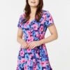 Floral Frill Faux Wrap Short Dress