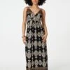 Printed Sleeveless Empire Maxi Dress -Hallmark Style D170661 BLACKANDWHITE 1