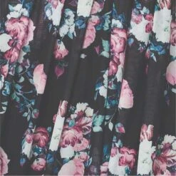 Floral Ruched Midi Tea Dress -Hallmark Style D170676 MULTI BLACK swatch