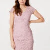 Lace Overlay Bodycon Short Dress -Hallmark Style D170688 PINK 2