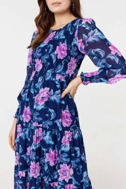 Floral Semi-Sheer Tiered Midi Dress -Hallmark Style D170706 MULTI NAVY 5 83f50e2e d1a3 4ee2 a8d7 0f332059a915
