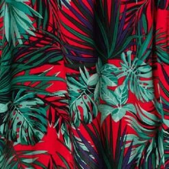 Leaf Print Sleeveless Tunic Dress -Hallmark Style D170998 MULTI RED swatch