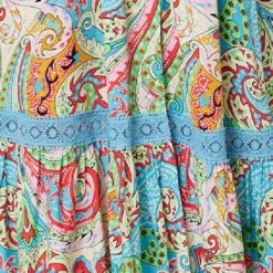 Paisley V-Neck Button Detail Maxi Dress -Hallmark Style D171000 MULTI BLUE swatch