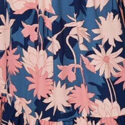 Floral 3/4 Sleeve Ruffled Midi Dress -Hallmark Style D171007 MULTI NAVY swatch