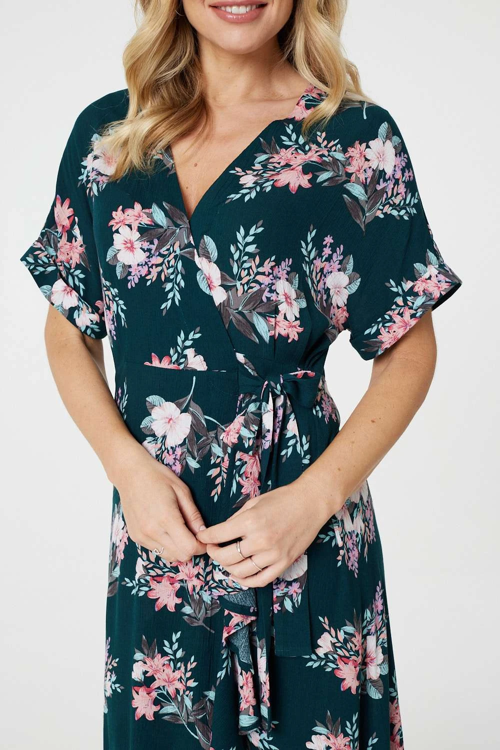 Floral Frill Hem Midi Wrap Dress 6 Floral Frill Hem Midi Wrap Dress - Image 4