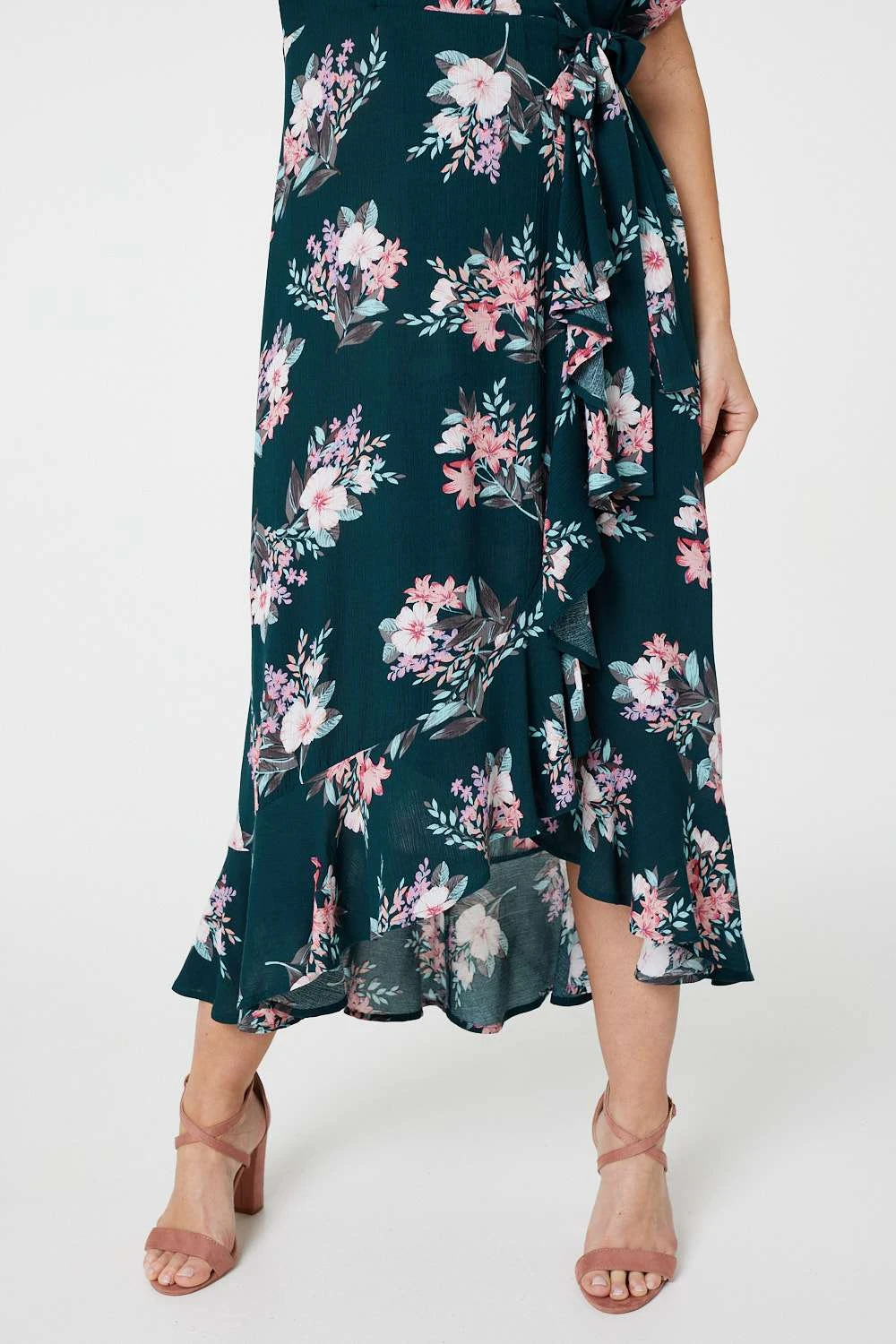 Floral Frill Hem Midi Wrap Dress 7 Floral Frill Hem Midi Wrap Dress - Image 5