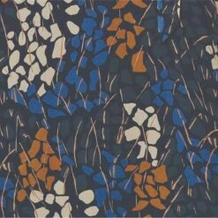 Printed Long Puff Sleeve Midi Dress -Hallmark Style D171230 MULTI NAVY swatch