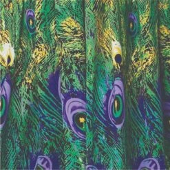 Peacock Print Ruched Waist Dress -Hallmark Style D171277 MULTI GREEN swatch