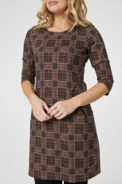 Printed Pocket Detail Tunic Dress -Hallmark Style D171318 MULTI BLACK 5