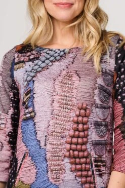 Printed 3/4 Sleeve Tunic Dress -Hallmark Style D171965 PINK 5