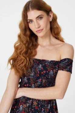 Floral Bardot Maxi Dress 11 Floral Bardot Maxi Dress -Hallmark Style D501385 NAVY 4