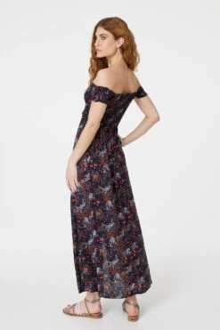 Floral Bardot Maxi Dress 10 Floral Bardot Maxi Dress -Hallmark Style D501385 NAVY 5