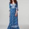 Paisley Print Summer Maxi Dress -Hallmark Style D504272 LIGHT BLUE 2