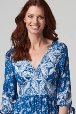 Paisley Print Summer Maxi Dress -Hallmark Style D504272 LIGHT BLUE 4