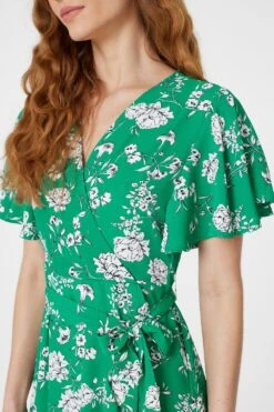 Floral Angel Sleeve Wrap Dress -Hallmark Style D505511 GREEN 5 3a4edcbc 47d6 4630 931a 68a1d23f24c5
