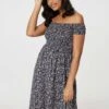 Ditsy Floral Off The Shoulder Dress -Hallmark Style D506755 NAVY 4