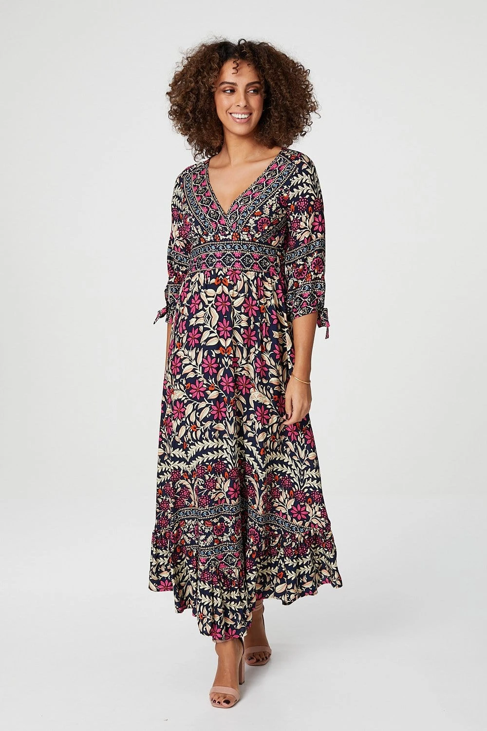 Vintage Floral 3/4 Sleeve Maxi Dress 10 Vintage Floral 3/4 Sleeve Maxi Dress - Image 8