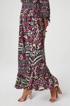 Vintage Floral 3/4 Sleeve Maxi Dress 17 Vintage Floral 3/4 Sleeve Maxi Dress -Hallmark Style D507183 MULTI NAVY 5