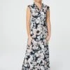 Floral Empire Waist Midi Dress -Hallmark Style D507342 NAVY 1