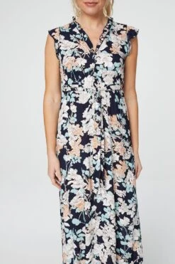 Floral Empire Waist Midi Dress -Hallmark Style D507342 NAVY 4