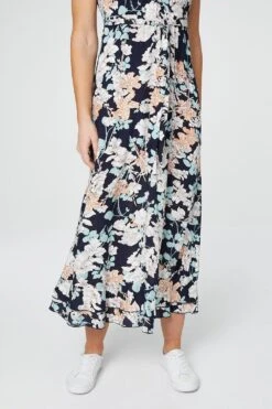 Floral Empire Waist Midi Dress -Hallmark Style D507342 NAVY 5
