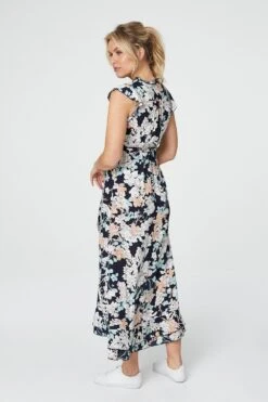 Floral Empire Waist Midi Dress -Hallmark Style D507342 NAVY 6
