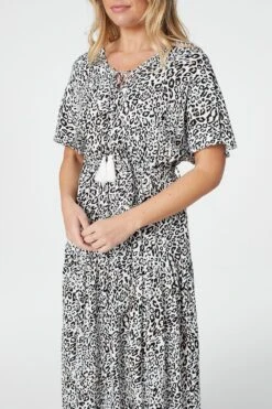 Animal Print Tie Front Maxi Dress 13 Animal Print Tie Front Maxi Dress -Hallmark Style D508129 MULTI BEIGE 4