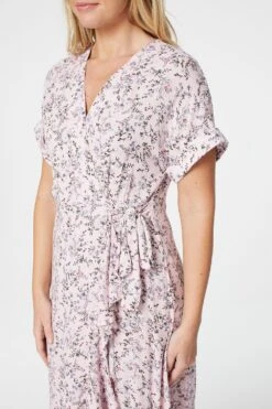 Ditsy Floral Short Sleeve Wrap Dress -Hallmark Style D508786 PINK 6