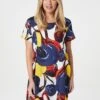 Floral Short Sleeve Shift Dress -Hallmark Style D508931 MULTI NAVY 2