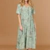 Floral Oversized Tiered Smock Dress 2 Floral Oversized Tiered Smock Dress -Hallmark Style D509213 SAGE 1