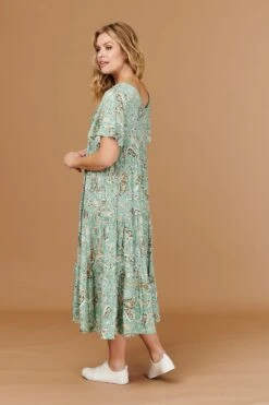 Floral Oversized Tiered Smock Dress -Hallmark Style D509213 SAGE 4