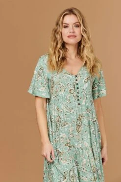 Floral Oversized Tiered Smock Dress -Hallmark Style D509213 SAGE 5
