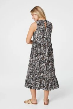 Printed Sleeveless Smock Dress -Hallmark Style D509446 MULTI BLACK 7