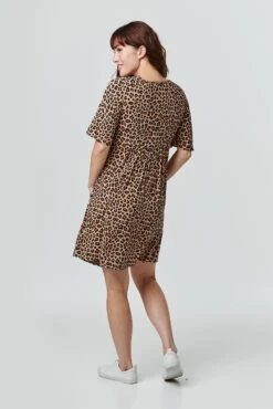 Animal Print Smock Dress -Hallmark Style D509922 MULTI BEIGE 3