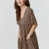 Animal Print Smock Dress -Hallmark Style D509922 MULTI BEIGE 4