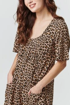 Animal Print Smock Dress -Hallmark Style D509922 MULTI BEIGE 5