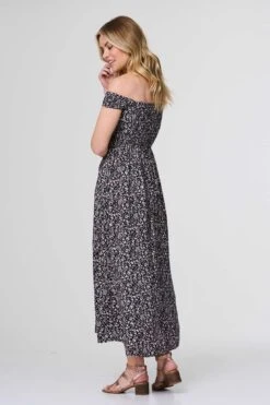 Ditsy Floral Bardot Smock Dress -Hallmark Style D509983 NAVY 7