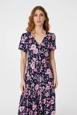 Floral V-Neck Tiered Maxi Dress -Hallmark Style D510779 NAVY 2