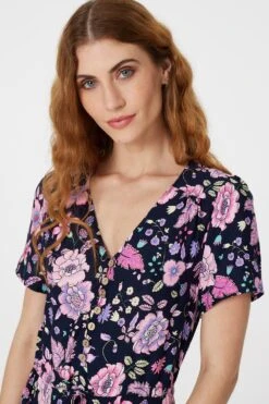 Floral V-Neck Tiered Maxi Dress -Hallmark Style D510779 NAVY 3