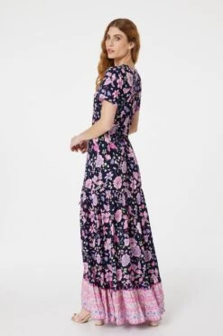 Floral V-Neck Tiered Maxi Dress -Hallmark Style D510779 NAVY 4