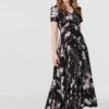 Floral Button Front Maxi Dress -Hallmark Style D511106 MULTI BLACK 2