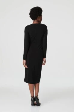 Lurex Wrap Front Evening Dress -Hallmark Style D511334 BLACK 5