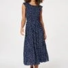 Polka Dot Cap Sleeve Midi Dress 2 Polka Dot Cap Sleeve Midi Dress -Hallmark Style D512327 NAVY 1