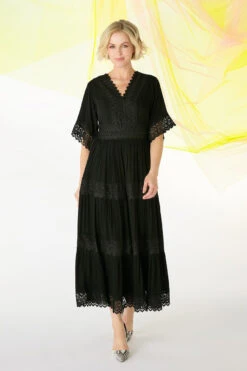 Short Sleeve Crochet Maxi Dress -Hallmark Style D512419 BLACK 1 6a449728 755d 4d07 8792 3fbe37c07717