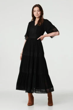 Short Sleeve Crochet Maxi Dress -Hallmark Style D512419 BLACK 2 f0262e06 4608 4950 b5c5 6b1092851c5d