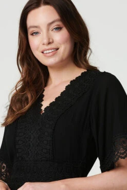 Short Sleeve Crochet Maxi Dress -Hallmark Style D512419 BLACK 4 2f873636 4b31 4192 8666 006eed2f7ebe