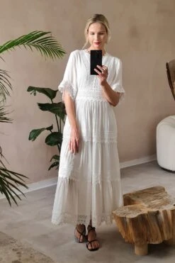 Short Sleeve Crochet Maxi Dress -Hallmark Style D512419 ECOM 2