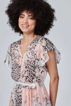 Animal Print Tiered Maxi Dress 14 Animal Print Tiered Maxi Dress -Hallmark Style D512668 MULTI PINK 4