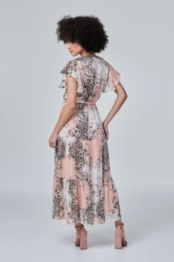 Animal Print Tiered Maxi Dress 13 Animal Print Tiered Maxi Dress -Hallmark Style D512668 MULTI PINK 5